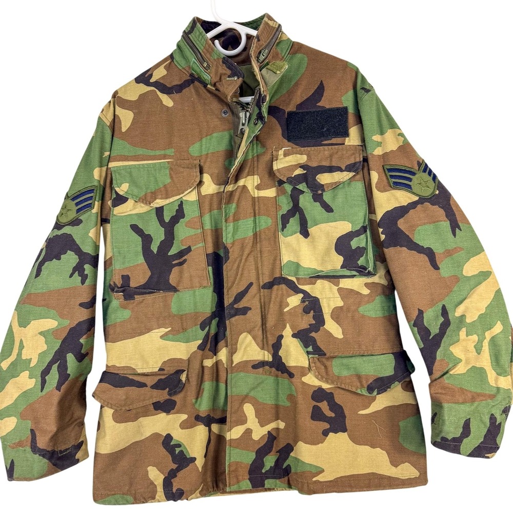 Vintage USGI Woodland Camo Cold Weather‎ Field Jacket Mens Small Short Military